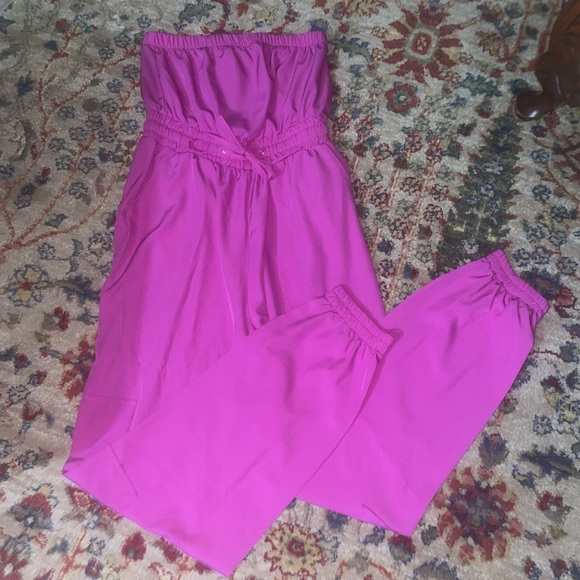 Women's Fuchsia Strapless Jumpsuit - Picture 3 of 5